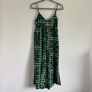 Small Kiele dark green palaka plaid Kirra jumpsuit